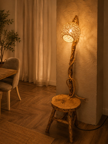 Natürliche holz ecklampe - natürliche, holz-ecklampe
